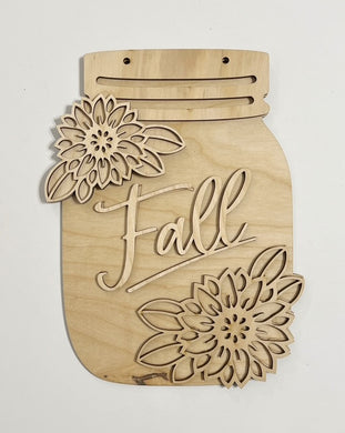 Fall Mums Mason Jar Cutout Doorhanger