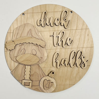 Duck the Halls Christmas Round Doorhanger