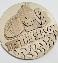 Fall Football Pumpkin Latte Leaf Tis the Season Round Doorhanger