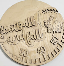 Football and Fall Yard Line Leaves Round Doorhanger