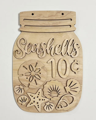 Seashell 10 cents Beach Mason Jar Cutout Doorhanger