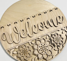 Welcome Fancy Fall Flowers Half Design Round Doorhanger