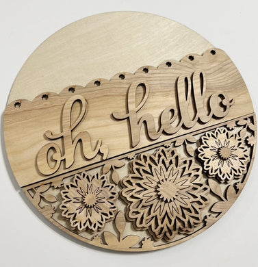 Oh Hello Mums Scalloped Round Doorhanger