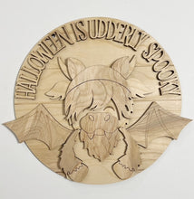 Halloween Is Udderly Spooky Highland Cow with Bat Wings Round Doorhanger