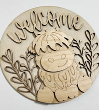 Cute Highland Cow Welcome with Tall Foliage Round Doorhanger
