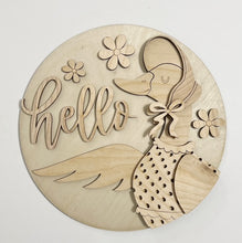 Hello Fancy Goose with Dress and Bonnet Round Doorhanger