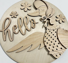 Hello Fancy Goose with Dress and Bonnet Round Doorhanger
