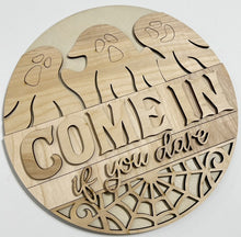Come In If You Dare Triple Spooky Halloween Ghosts Round Doorhanger