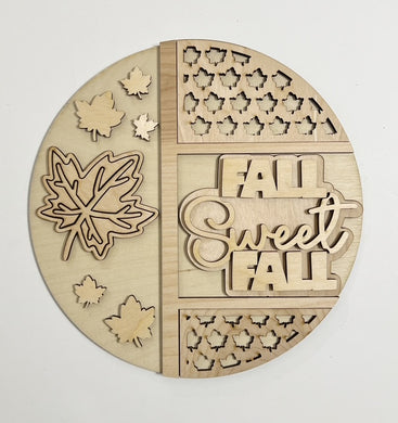 Fall Sweet Fall Leaves Leaf Cutouts Round Doorhanger