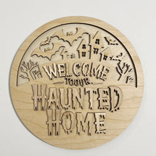 Welcome To Our Haunted Home Halloween Spooky Bats Round Doorhanger