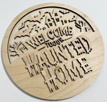 Welcome To Our Haunted Home Halloween Spooky Bats Round Doorhanger