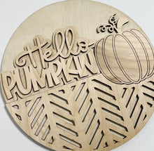Hello Pumpkin Geometric Fall Round Doorhanger