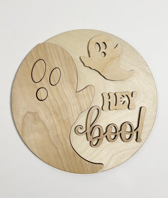 Hey Boo! Large Ghost Round Doorhanger