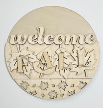Welcome Fall Leaves Thanksgiving Harvest Round Doorhanger