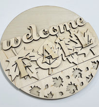 Welcome Fall Leaves Thanksgiving Harvest Round Doorhanger