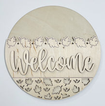 Welcome Scalloped Leaves Cutouts Fall Round Doorhanger