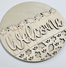 Welcome Scalloped Leaves Cutouts Fall Round Doorhanger