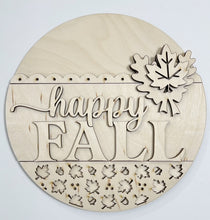 Happy Fall Scalloped Edge with Falling Leaves Round Doorhanger