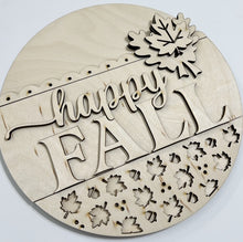 Happy Fall Scalloped Edge with Falling Leaves Round Doorhanger