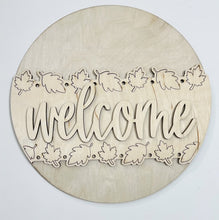 Welcome Double Leaves Border Cutouts Fall Harvest Round Doorhanger