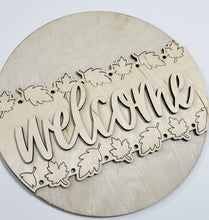 Welcome Double Leaves Border Cutouts Fall Harvest Round Doorhanger