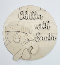 Chillin With Santa Christmas Penguin Round Doorhanger