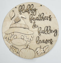 Fluffy Feathers & Falling Leaves Cute Duck with Pumpkins Round Doorhanger