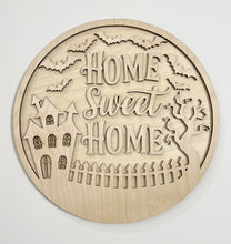 Home Sweet Home Haunted Spooky House Halloween Fence Bats Round Doorhanger