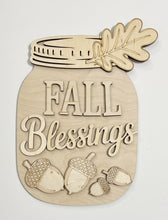 Fall Blessings with Acorns Mason Jar Cutout Doorhanger