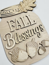 Fall Blessings with Acorns Mason Jar Cutout Doorhanger