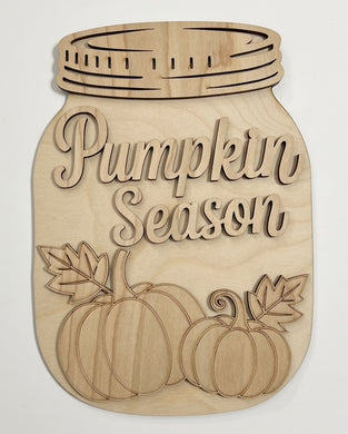Pumpkin Season Fall Mason Jar Cutout Doorhanger