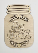 Joy To the World Christmas Mason Jar Cutout Doorhanger