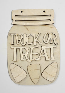 Trick Or Treat Candy Corn Halloween Mason Jar Cutout Doorhanger