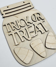 Trick Or Treat Candy Corn Halloween Mason Jar Cutout Doorhanger