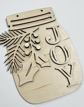 Joy Christmas Floral Mason Jar Cutout Doorhanger