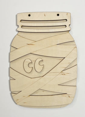 Halloween Spooky Mummy Mason Jar Cutout Doorhanger
