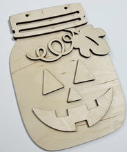 Jack-o-Lantern Pumpkin Leaf Mason Jar Cutout Doorhanger