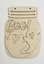 Boo Halloween Ghosts Mason Jar Cutout Doorhanger 10"