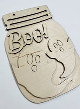 Boo Halloween Ghosts Mason Jar Cutout Doorhanger 10"
