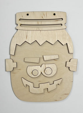 Halloween Frankenstein Spooky Mason Jar Cutout Doorhanger