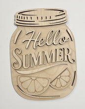 Hello Summer Lemons Mason Jar Cutout Doorhanger