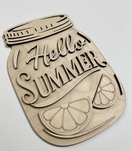 Hello Summer Lemons Mason Jar Cutout Doorhanger