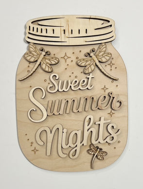 Sweet Summer Nights Fireflies Mason Jar Cutout Doorhanger