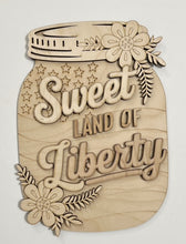Sweet Land of Liberty Stars & Stripes Mason Jar Cutout Doorhanger