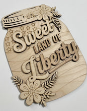 Sweet Land of Liberty Stars & Stripes Mason Jar Cutout Doorhanger