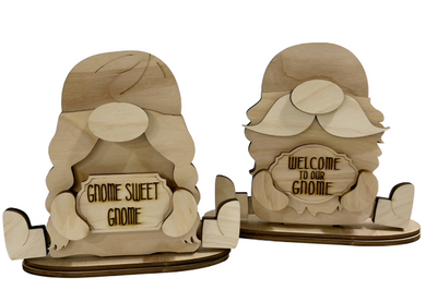 Mr. & Mrs. Gnome Standing Shelf Sitter with Interchangeable Seasonal Hats