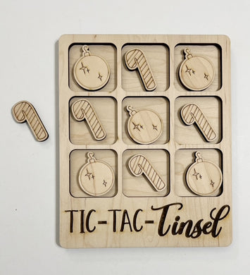TIC-TAC-Tinsel Christmas Holiday Game Board Tic Tac Toe Games