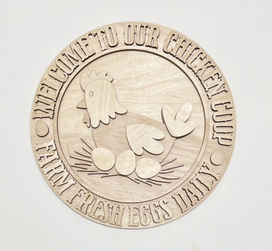 Welcome To Our Chicken Coop Farm Fresh Eggs Daily Round Doorhanger