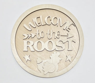 Welcome to the Roost Chicken Farm Chickens Farmhouse Round Doorhanger