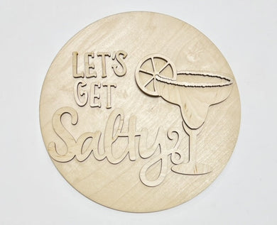 Let's Get Salty Margarita Glass Round Doorhanger